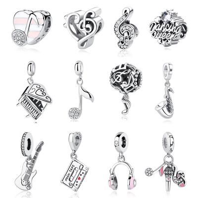 Breloque Notes de Musique Piano & Casque Compatible Bracelet Collier Marque Pan Bijoux DIY Femme