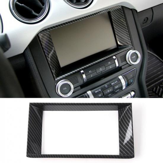 Car Dashboard GPS Navigation Panel Trim Cover for Ford Mustang 2015+Carbon Fiber