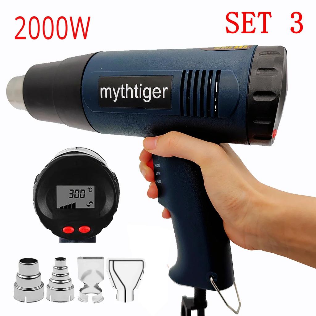 2000W Fast Heating Heavy Duty Heat Gun Kit Variable Temperature Control Overload Protection for Crafts, Shrink PVC, Peel Paint