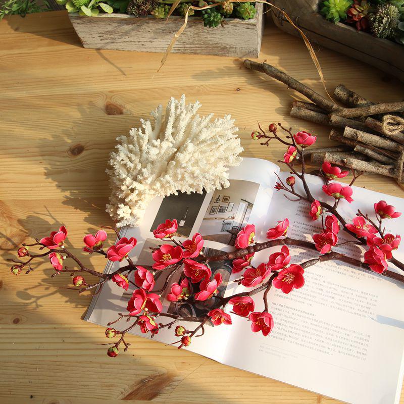 Artificial Peach & Plum Blossom Tree Ornaments – Chinese New Year Decorative Flower Arrangement