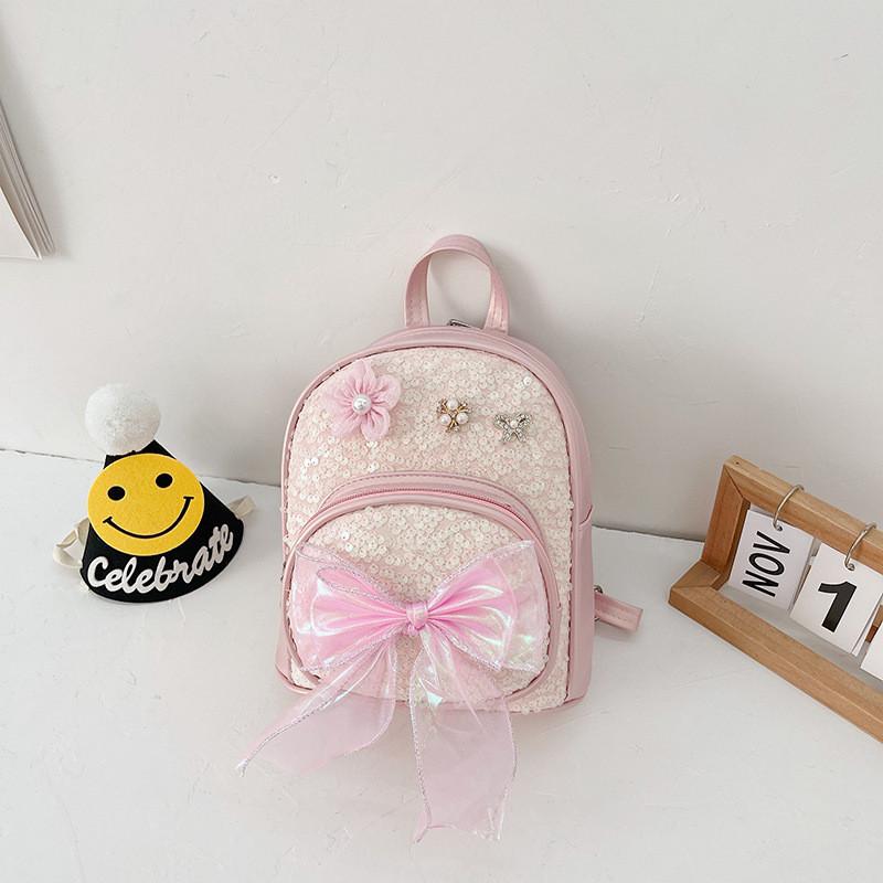Trendy Bowknot Sequin Children's School Bag Ages 2-5 Girls Waterproof