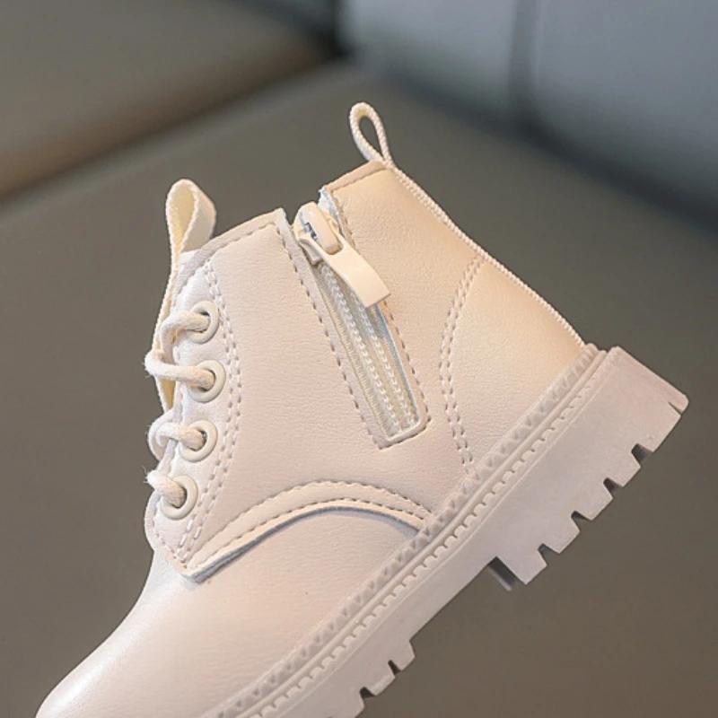 Autumn Winter Children's Martin Boots Warm Plush Boys Toddler Girls Boots Leather Children Casual Shoes Boys Girls Boots for Kids