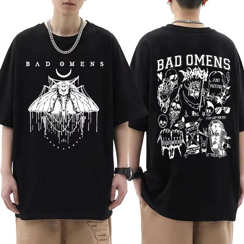 Summer T-shirt: Bad Omen Band Tour American Music Death Peace Soul Bone Graphic Short-sleeved casual style rock T-shirt Gothic