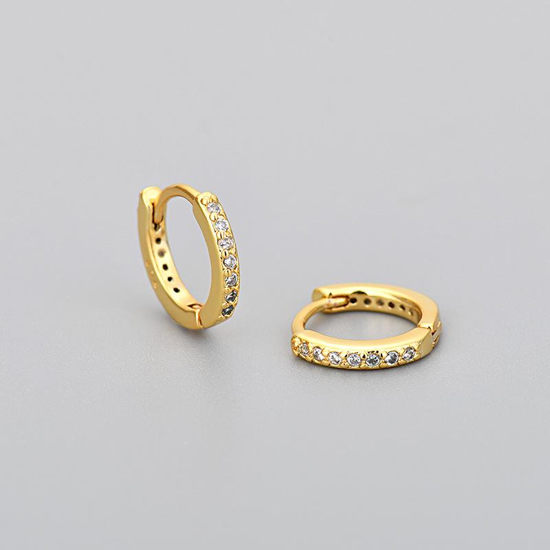 Fashion Round Micro Paved Colorful Zircon Hoop Earrings For Women Simple Versatile Exquisite Studs copper