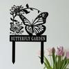 Custom Butterfly Garden Sign,Butterfly Metal Garden Stake,Personalized Gardener Name Sign,Butterfly Garden Art,Metal Yard Art