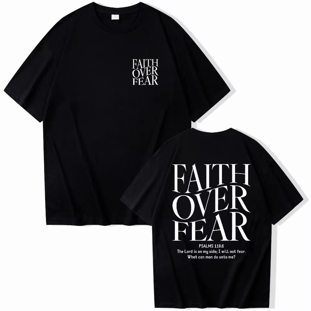 Faith Over Fear Christian Women Tshirts Christian Clothes Jesus Fashion Trendy Tshirts Bible Verse Sportwear Aesthetic Clothes