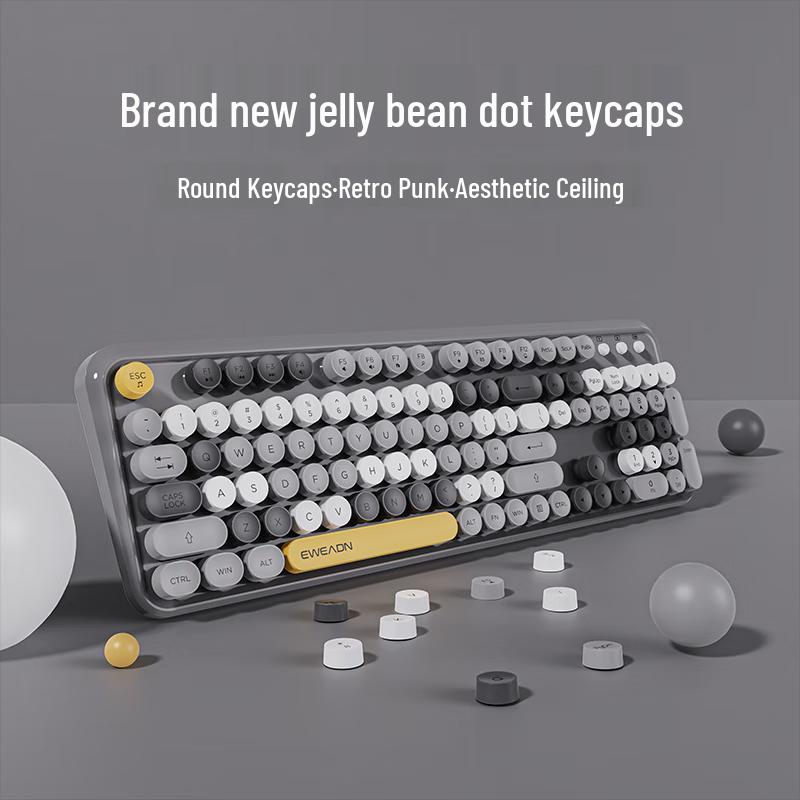 V96 Retro Wireless Keyboard and Mouse Combo