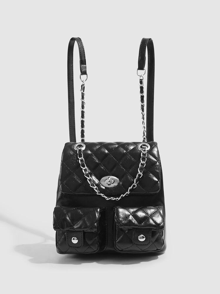 

2025 New Xiaoxiangfeng Korean Version Versatile Chain Backpack Student Large-Capacity School Bag Fashion Trend Small Backpack чорний