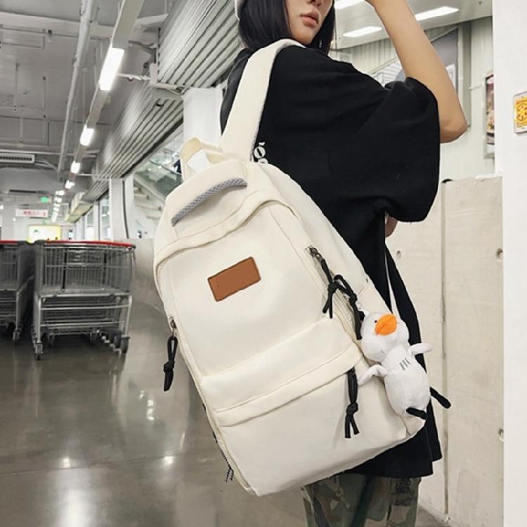 Versatile Student Backpack with Ample Space for Daily School Life Japanese Solid Color Large Capacity Daypack School Bag