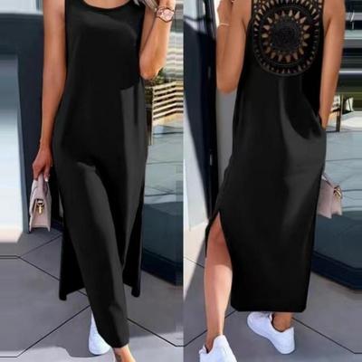 Europese en Amerikaanse Stijl Buitenlandse Handel Dames Kant Uitgesneden Breteljurk Mouwloos Split Vest Rok Knielange Rok Zomer