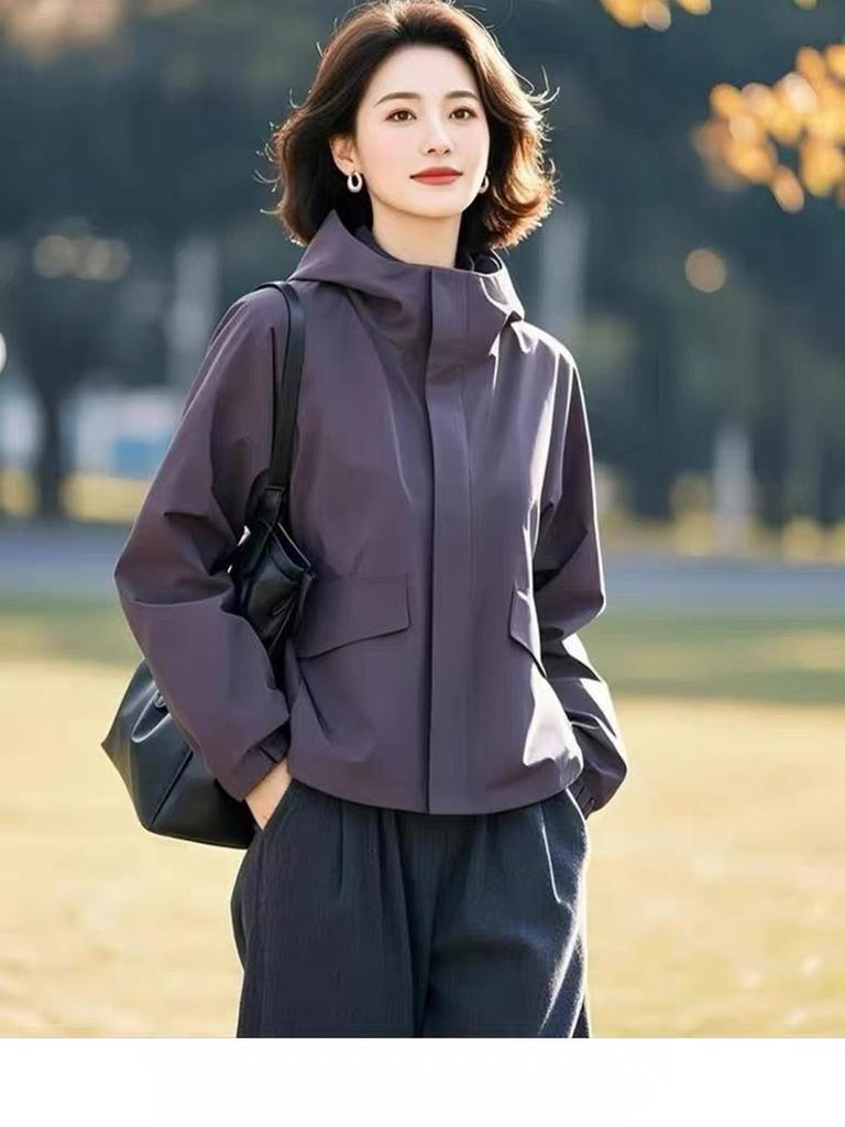 Korean Style High-End Special Edition Trendy Oversized Hooded Short Jacket Women Spring/Autumn Waterproof Coat