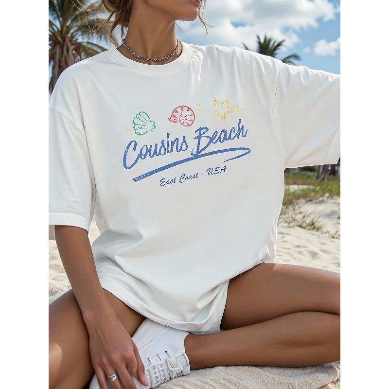 [Graphic Print T-Shirt] Graphic Print T-Shirt, Short Sleeve Crew Neck Casual Top for Summer & Spring, Women's Clothing