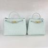 New Genuine Leather Women's Bag Fashion Retro Hand Woven Women's Handheld Single Shoulder Diagonal Cross Bag