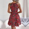 Summer Holiday Floral Long Dress Halter Neck Tie Open Backless Irregular Design Party Dress Spring Summer S-XL