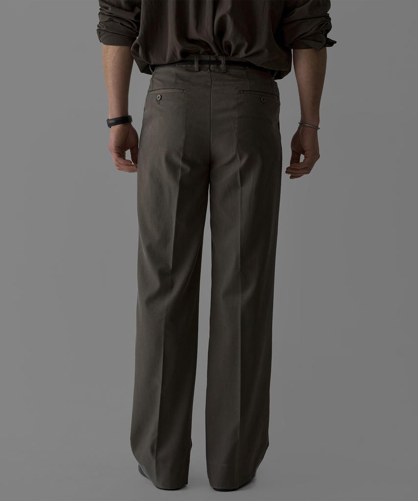 Baulopeulodeogteu Tencel Double-Pleat Slacks [Brown]