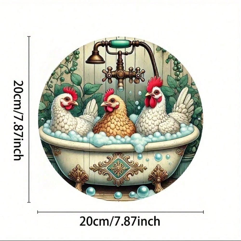 8  Рустикальная Фермерская Курица Металлическая Вывеска Винтажная Забавная Кухонная Настенная Декорация Круглая Жестяная Водонепроницаемая Уличная разноцветный