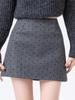 Deep Gray Polka Dot High-Waisted A-Line Wool Skirt - Women's Hip-Hugging Autumn/Winter Style