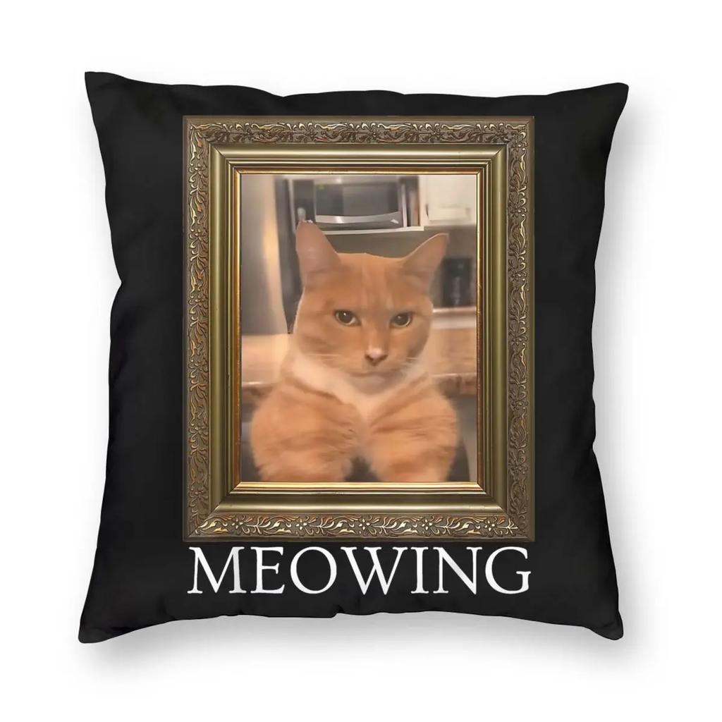 Funny Meowing Cat Mewing Meme Pillowcase Printed Polyester Cushion Cover Decor Throw Pillow Case Cover Car Wholesale ''