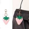 Strawberry Charms Keychain Studded Pu Leather Fruit Pendant Handbag Ornament Keyring