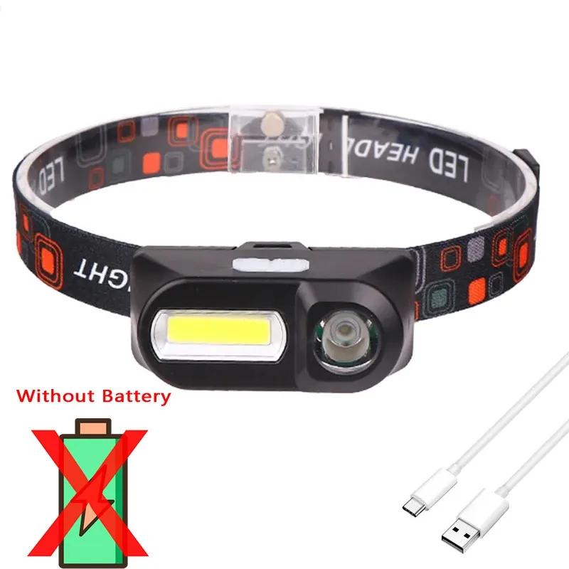 Powerful Portable XPE+COB Headlamp LED Head Flashlight Type-C Rechargeable Outdoor Waterproof Fishing Camping Hiking Headlight