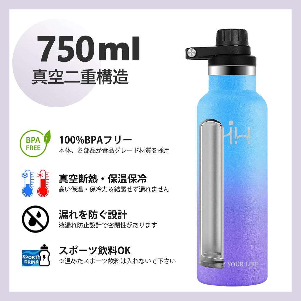 Eliciya 750ml Stainless Steel Water Bottle with Vacuum Insulation, Keeps Drinks Hot or Cold for Long Hours, Carbonated Drinks Compatible, Wide Mouth