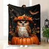 Autumn Halloween Owl Pumpkin Cat Cozy Throw Blanket Witchy Fall Aesthetic Decor Gift Blanket