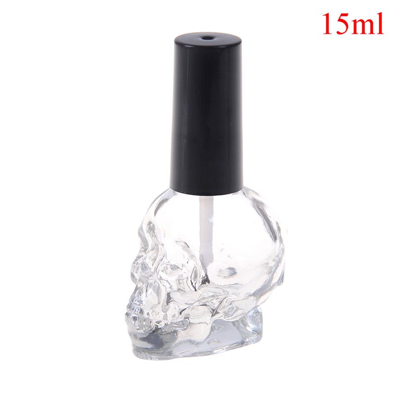 10/15 ml prázdna fľaštička na lak na nechty, číre sklo, s kefkou, plniteľná, naparovaná hlava