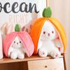 Cute Transformation Rabbit Fruit Doll Strawberry Rabbit Carrot Rabbit Plush Toy Doll Throw Pillow Children Sleeping Doll