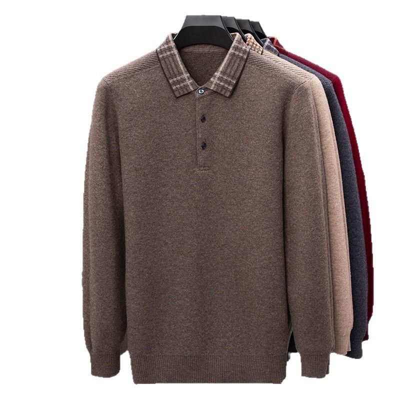 New Arrivals: Men's 100% Pure Wool Thickened Pullover - 400g Winter Sweater for Middle-Aged and Elderly