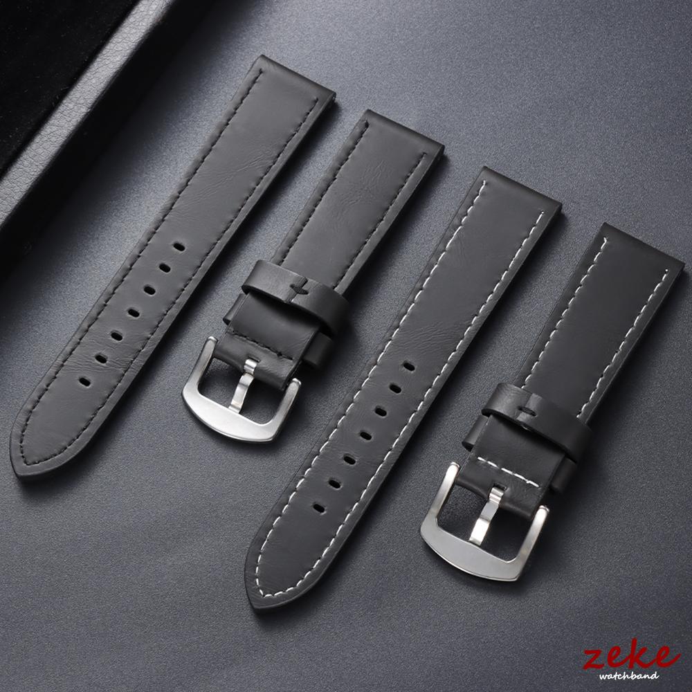 18mm 20mm 22mm 24mm Stitching Sports Watch Band Brown Genuine Leather Watch Strap Men's Steel Clasp Bracelet Universal Wristband