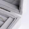 7Slot Velvet Jewelry Organizer Tray with Clear Lid Elegant Grey Storage Box for Rings, Earrings, and Necklaces,Perfect Gift for Women,Jewelry Gift Box