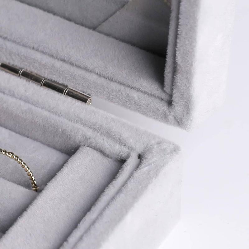 7Slot Velvet Jewelry Organizer Tray with Clear Lid Elegant Grey Storage Box for Rings, Earrings, and Necklaces,Perfect Gift for Women,Jewelry Gift Box
