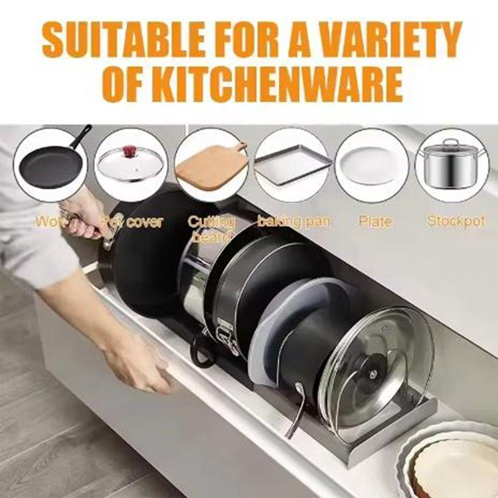 Expandable Pot Lid Holder Stainless Steel Cookware Dish Rack Kitchenware Storage Rack  Kitchen