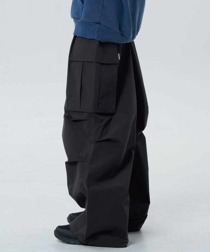 VENHIT Parasuit Nylon Cargo Pants Black