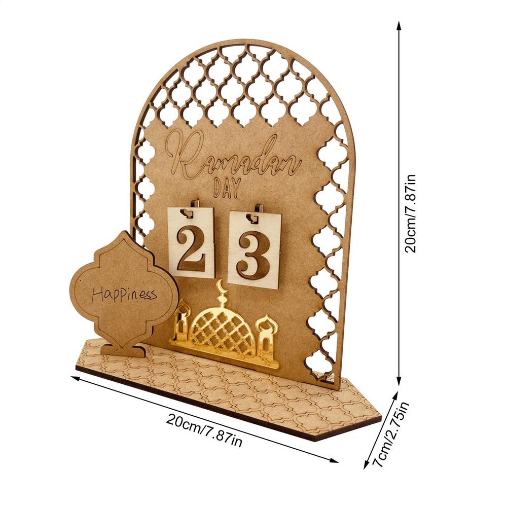 

20X15X1CM Ramadan Advent Calendar Wooden Ramadan Countdown Calendar For Home Islamic Muslim Party Decor DIY Eid Mubarak Ornament