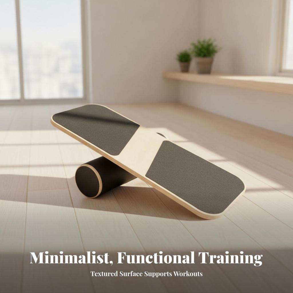Natural Wood Finish Roller Balance Board Physical Rehabilitation Wooden