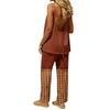Women's 2 Piece Outfit Set, Casual Backless Sleeveless Top with Elastic Waist Long Pants, Suit No Pockets