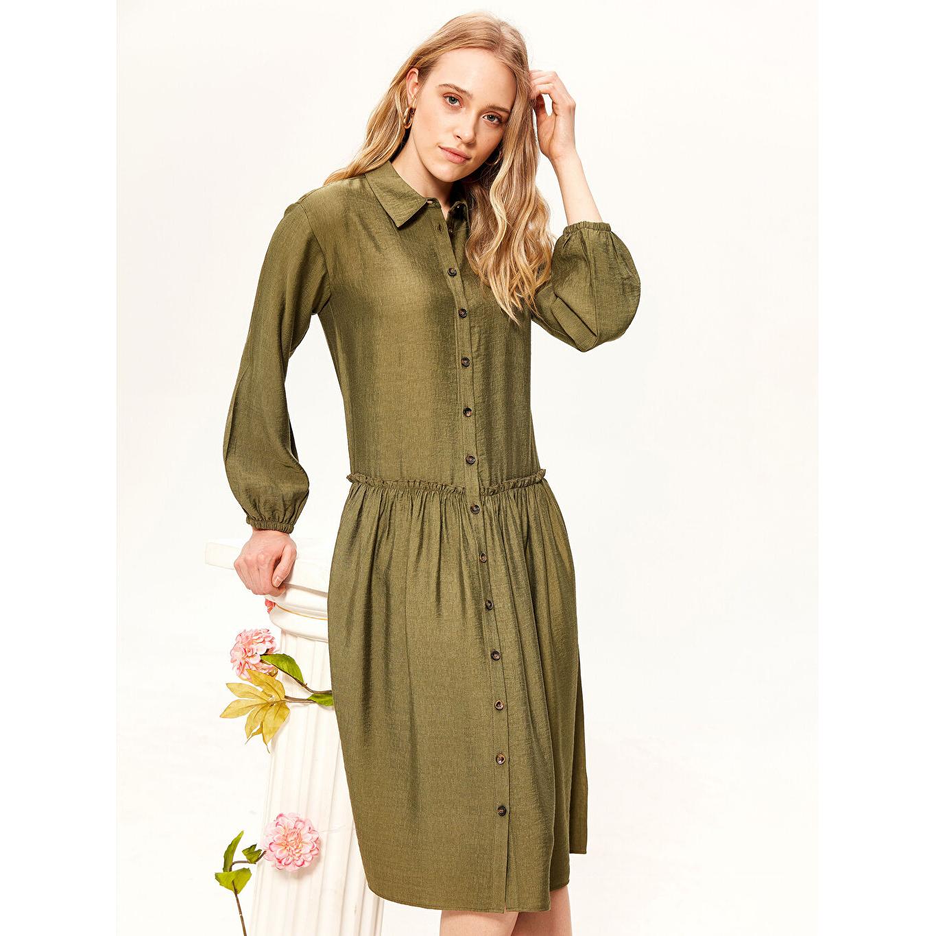 

LCW CASUAL Зеленое женское платье с длинным рукавом