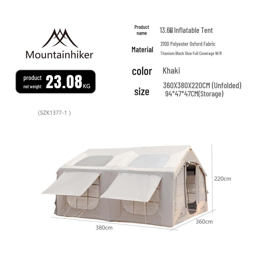 Mountain Source Titan Schwarz 13,6 qm Aufblasbares Campingzelt mit Sonnen- und Regenschutz