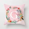 Pink Decorative Pillow Cover 26 Letters In A Wreath Background Pillowcase For Home Decorative Alphabet Cushion Cover 45X45Cm