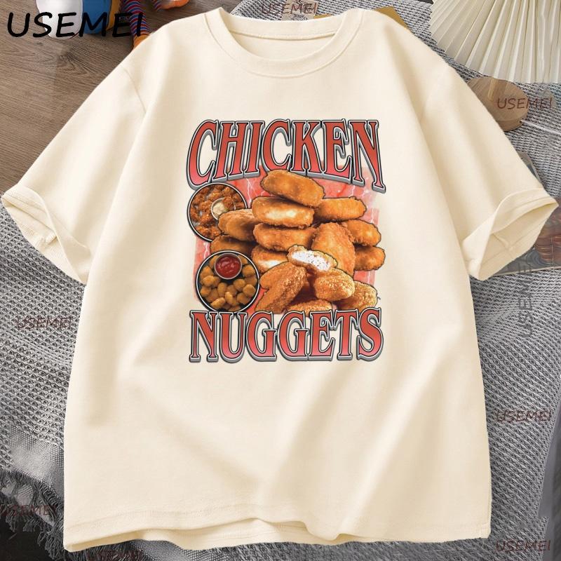 Chicken Nuggets Rap Vintage Graphic TShirt Unisex Funny Retro Food Lover Tee Aesthetic Trendy Y2K Streetwear T Shirt Oversized