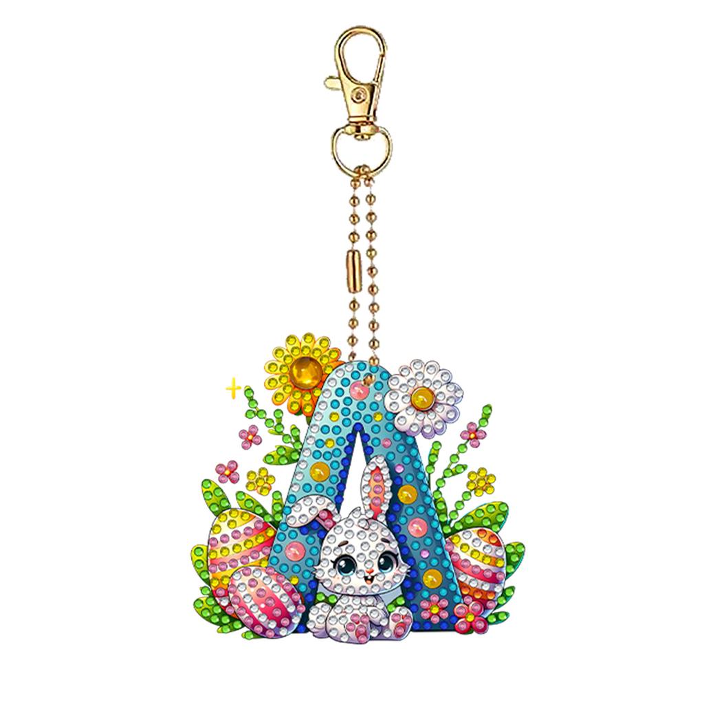 Easter Diamond Art Keychain Ornaments Double Sided Hanging Key Chains Diamond Painting Keychain Kits 5D DIY Diamond Art Pendants