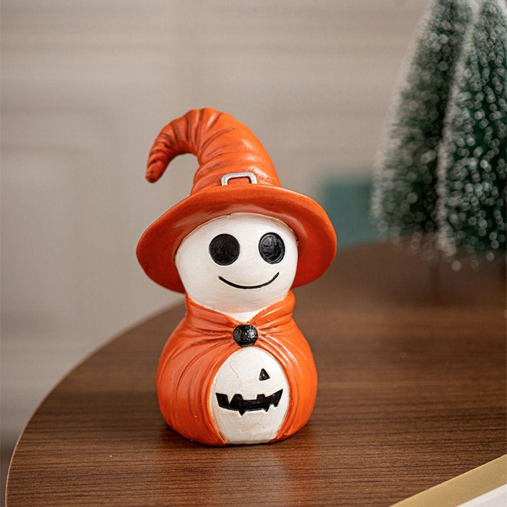 Handicraft Spooky Creat Resin Ornaments Halloween Themed Smiling Wizard Figurine  Festival Decor