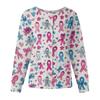 Women Long Sleeve Pattern Tops Pocket Working Stand-up Collar Single-breasted Protective Overalls Jacket Top Christmas