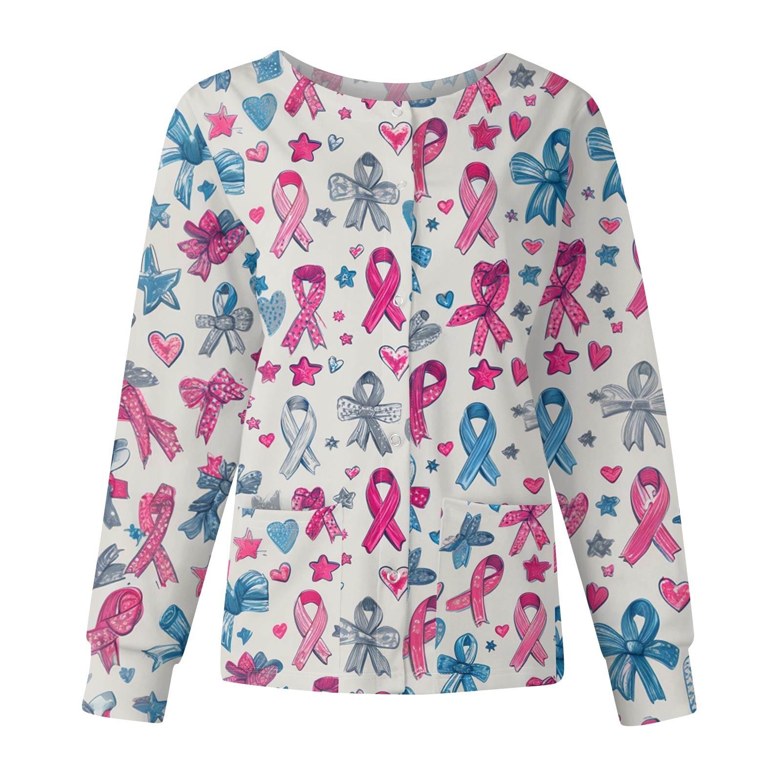 

Women Long Sleeve Pattern Tops Pocket Working Stand-up Collar Single-breasted Protective Overalls Jacket Top Christmas L синій