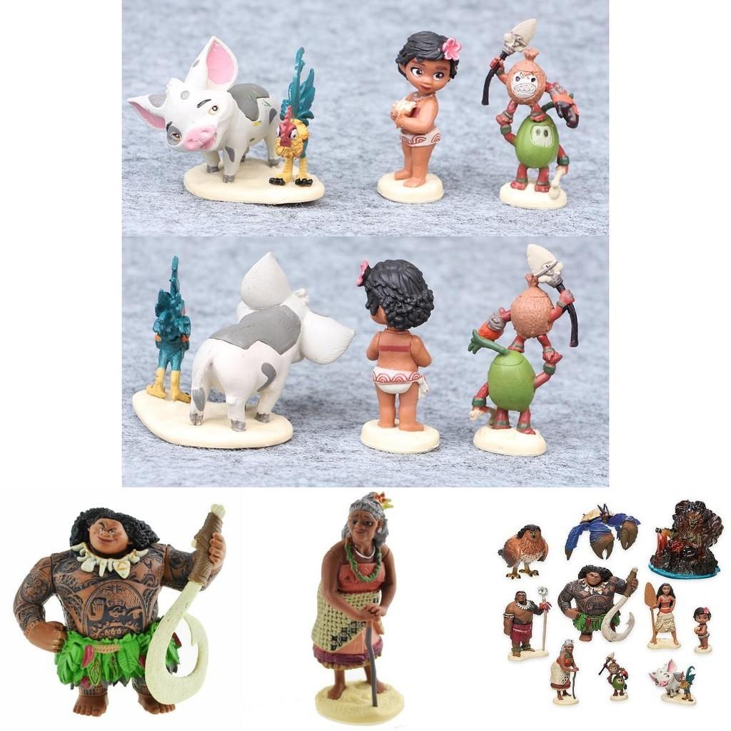 10pz Action Figure Giocattolo Bambole Moana Carine PVC Regalo per Bambini Per Gioco Creativo Decorazione