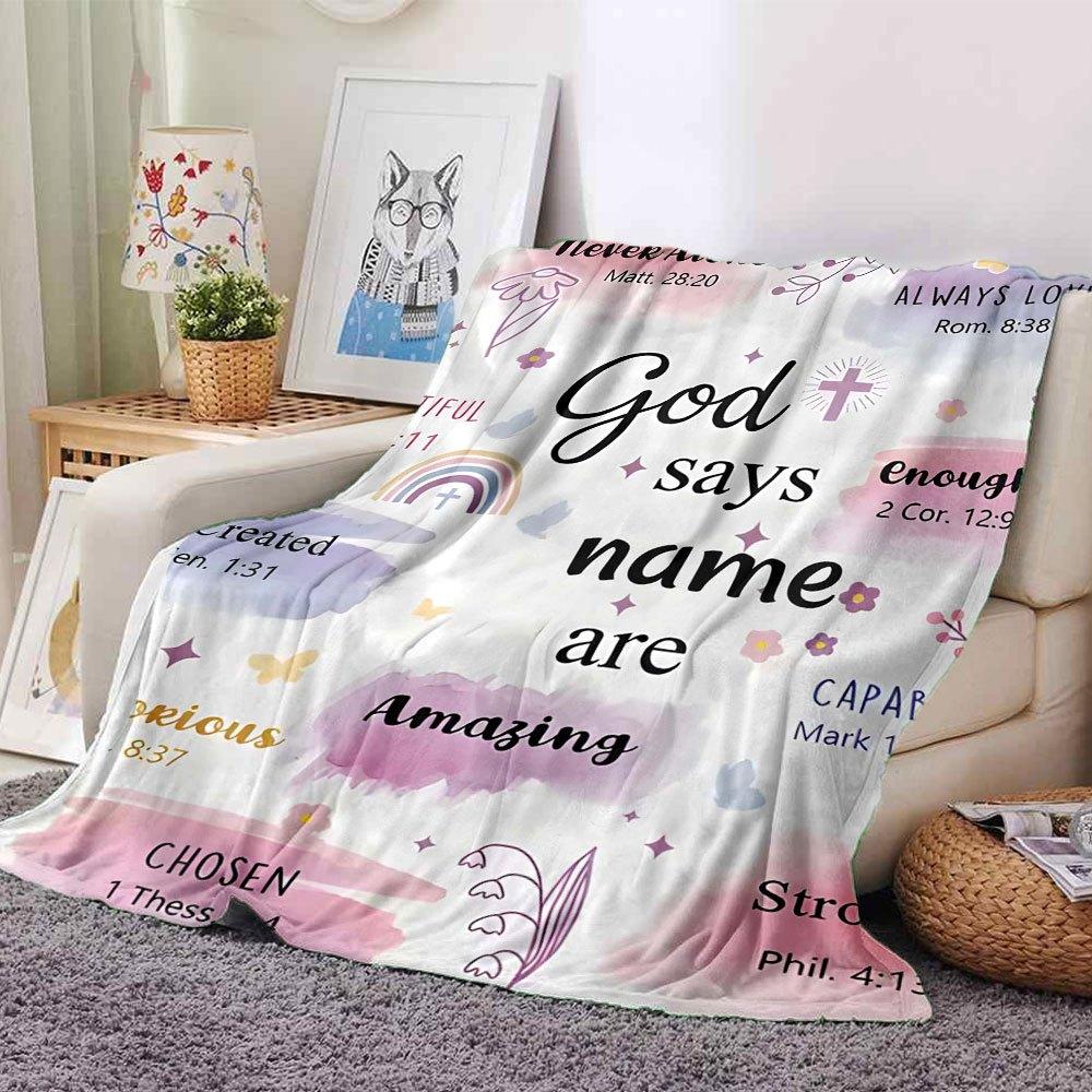 God'S Amazing Name Throw Customizable Blanket Personalized Name Soft Warm Cozy For Sofa Couch Office Bed Picnics Ideal For All Seasons Playful Design