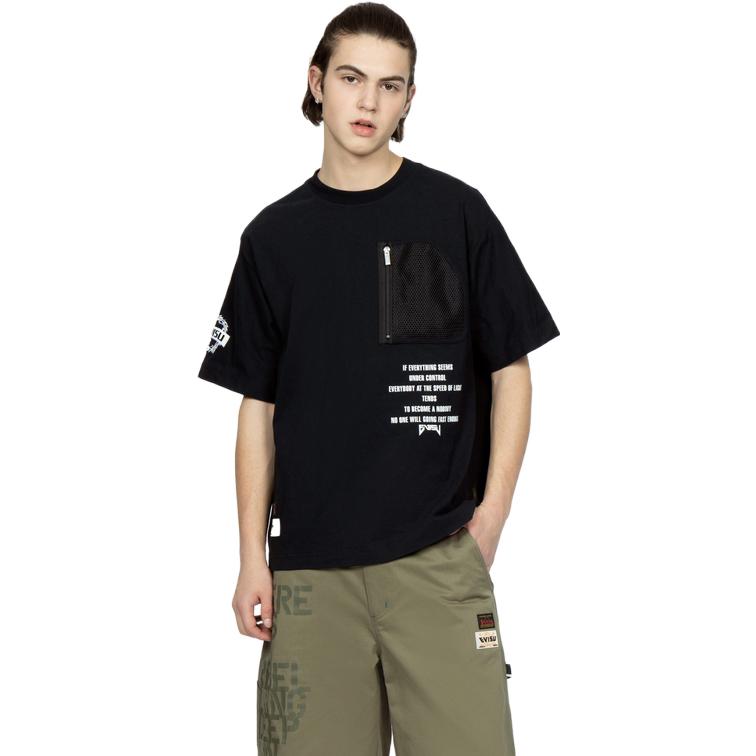 Evisu Letter Cartoon Pattern Round Neck Pullover Loose Short Sleeve T-Shirt Men Tops 2ESHTM3TS501LFCT
