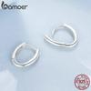 BAMOER Genuine Sterling Silver 925 Classic Oval Hoop Earrings for Women 2 Color Tiny Hypoallergenic Earrings Fine Jewelry