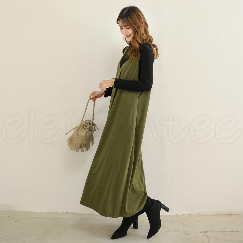 LHT Long Jumper Skirt with Sizes Perfect for and and Casual [eleitchtee] Women's Dress/Overalls Pockets, L-XL, Spring, Summer, Fall, Flattering, Soft,